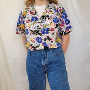 Colorful 80s-90s Skater Surfer Alternative Art Student Button up
